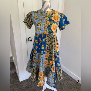 Patchwork sunflower midi dress size Small